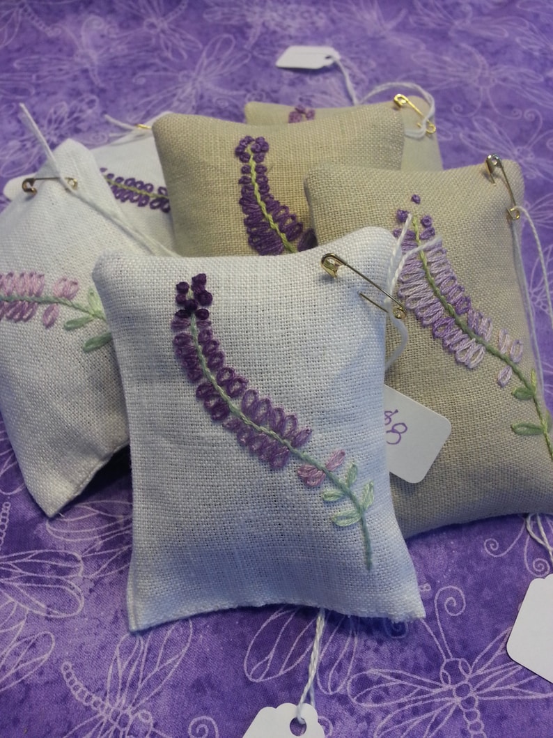 Handembroidered Linen Lavenderfilled Sachet Bag Etsy