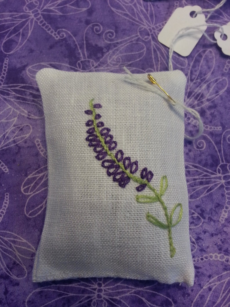 Handembroidered Linen Lavenderfilled Sachet Bag Etsy