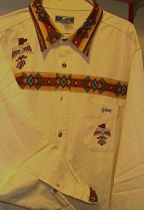 native american long sleeve dress shirts Native American Men's Long Sleeve Ribbon Shirt