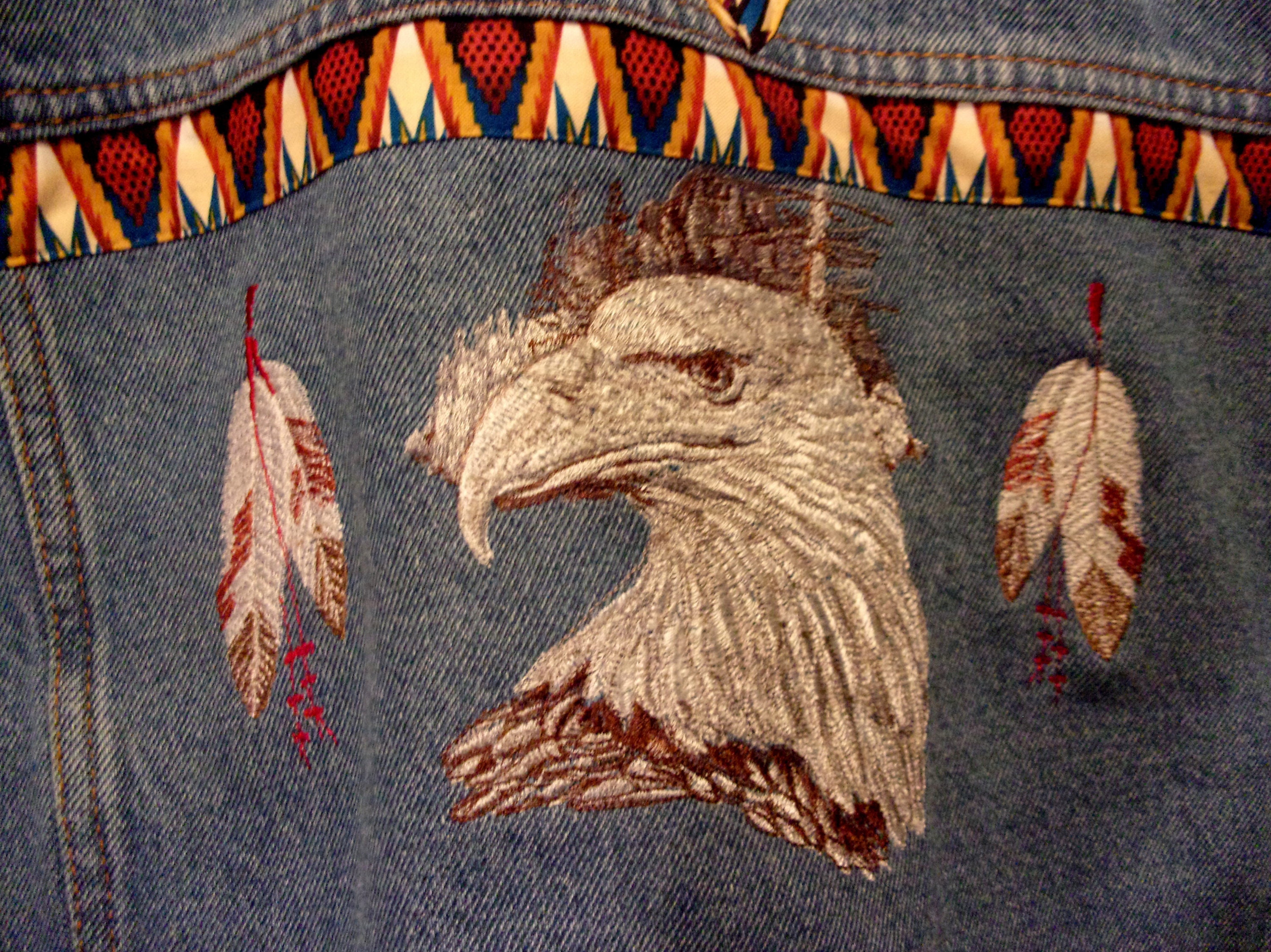 【IONSEOUL】Denim Wappen Embroidery Jacket 4JH590 9046-Blazer-Jean-Embroidery-