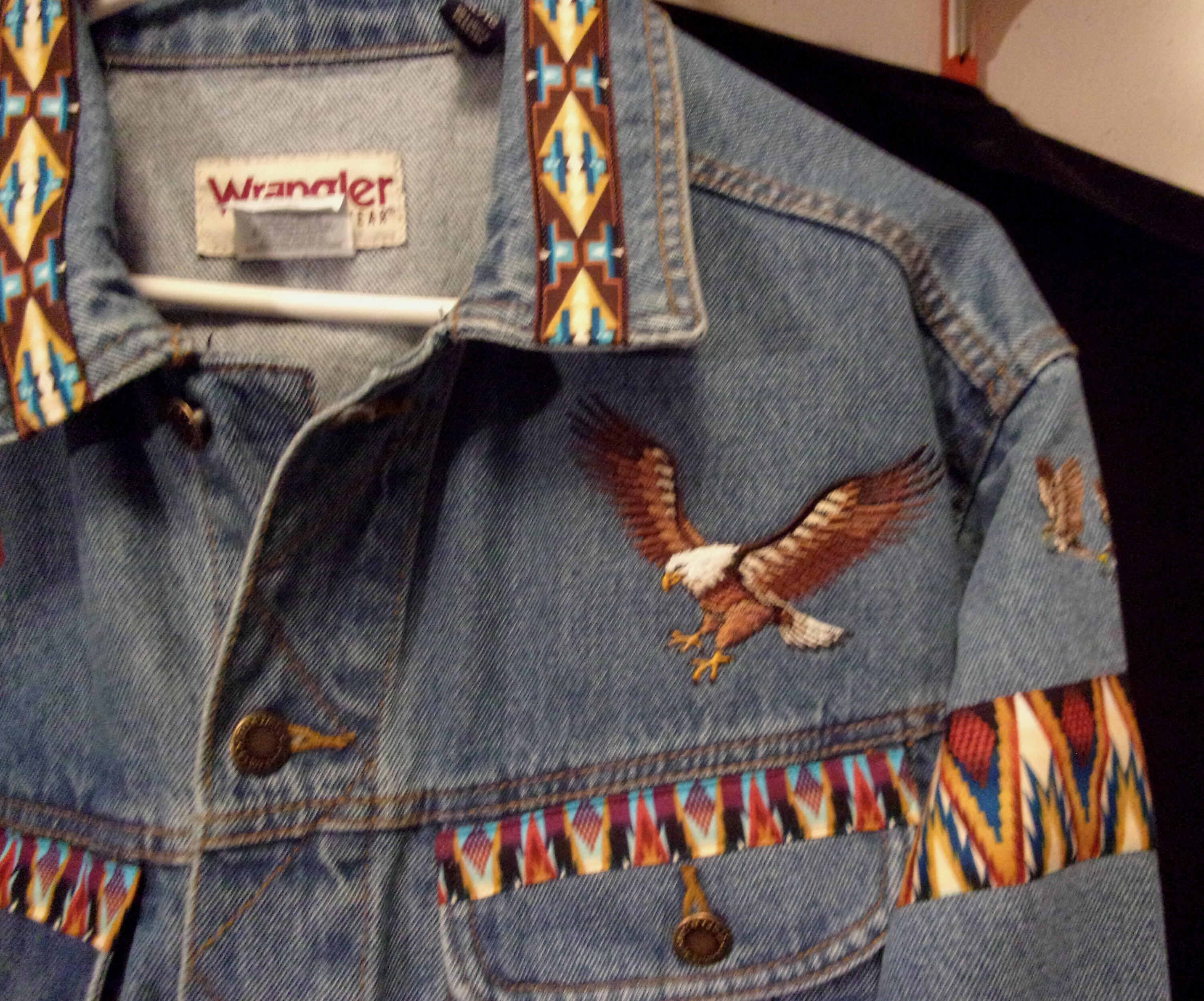 【IONSEOUL】Denim Wappen Embroidery Jacket 4JH590 Eagle Denim Jacket - Embroidered - Native American - Etsy