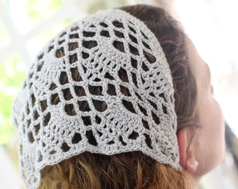 Lacy Headscarf Bandana Crochet Pattern *Pdf digital download* Cottagecore Kerchief