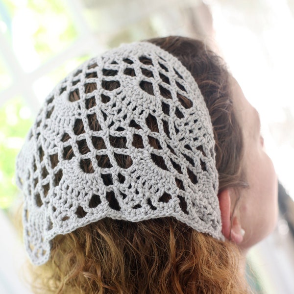 Lacy Headscarf Bandana Crochet Pattern *Pdf digital download* Cottagecore Kerchief