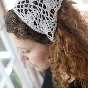 Lacy Headscarf Bandana Crochet Pattern Pdf digital download Cottagecore Kerchief image 3