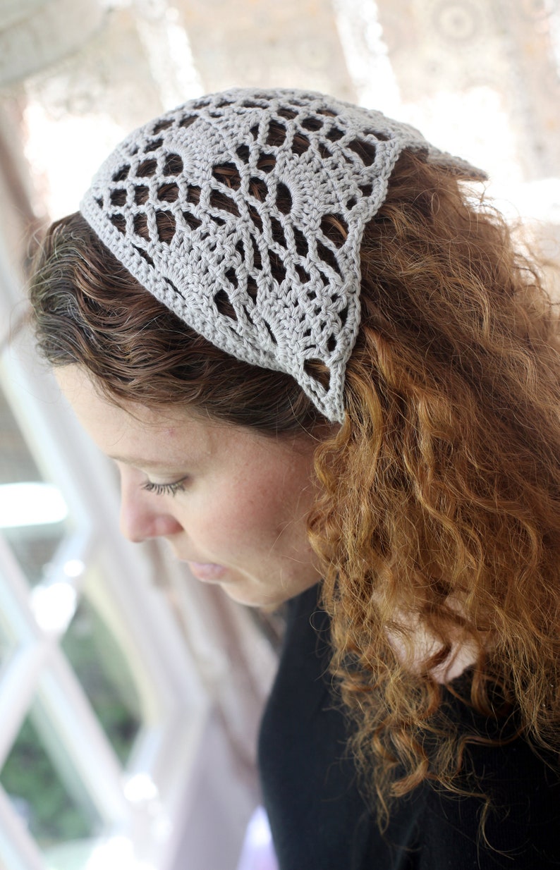 Lacy Headscarf Bandana Crochet Pattern Pdf digital download Cottagecore Kerchief image 3