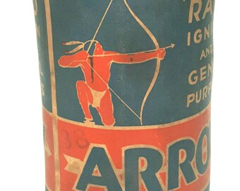 Antique Arrow Dry Cell No. 6 Radio Ignition and General Purposes Battery - Native American Indian- Bow and Arrow
