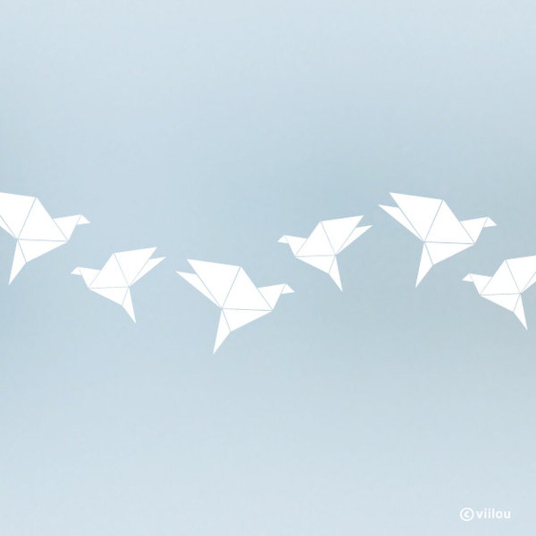 Window Stickers BIRDS ORIGAMI Decals Border Decor Silhouettes Birds