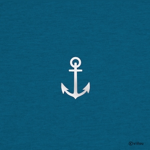 Könnte beinhalten: Ein weißes Ankersymbol auf blauem Hintergrund.