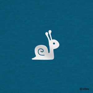 May include: A white snail illustration on a blue background.