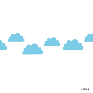 May include: A row of five light blue clouds on a white background.