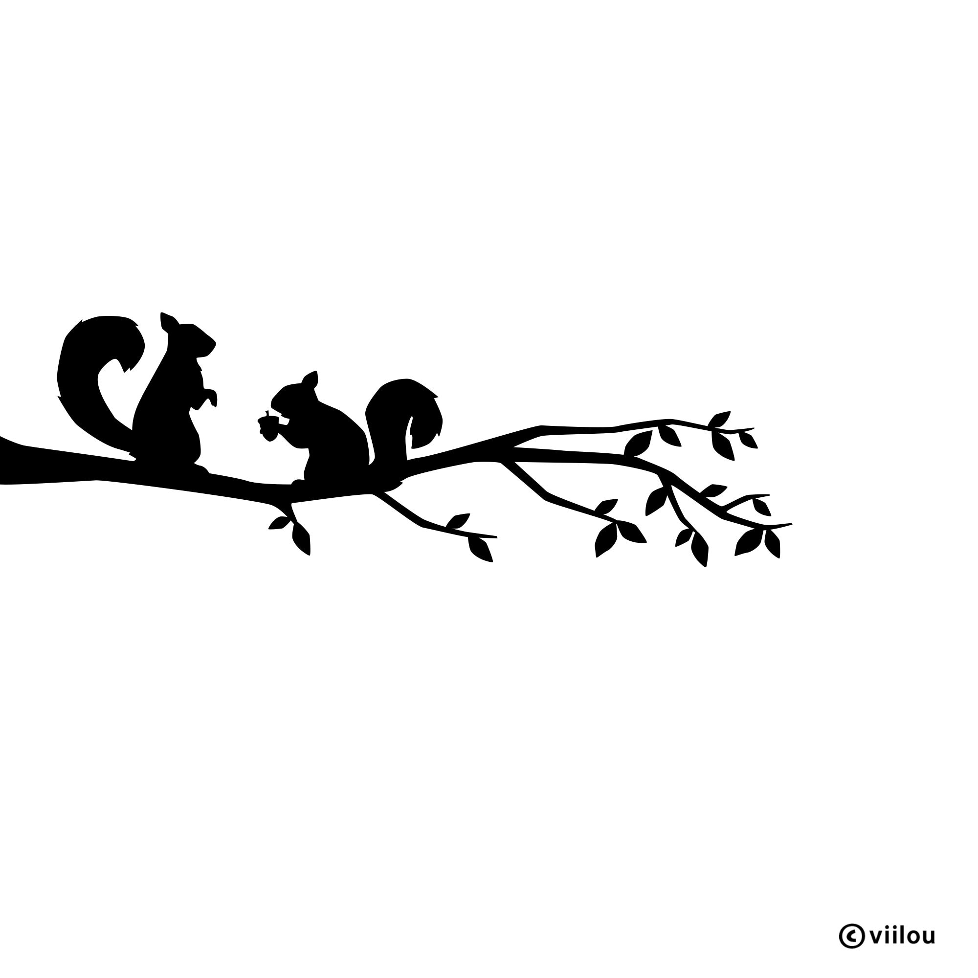 wall sticker SQUIRRELS on branch wall decals squirrel silhouettes wall tattoos squirrels wall stickers kitchen stickers window decor diy