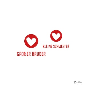 Strijkpatches broertjes en zusjes patches HART grote zus patch kleine zus shirt diy grote broer strijkpatch kleine broer applicatie