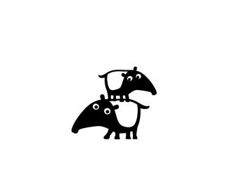 patch TAPIRS stickers animals patches children applications tapir illustration shirt diy kids pictures baby decoration