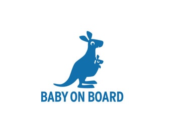 BABY ON BOARD Aufkleber Auto Sticker Känguru mit Baby an Bord Aufkleber Familie Autosticker Kinder Heckscheibe Familie Autoaufkleber