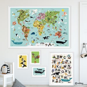 poster WHALES PENGUINS posters animals prints nursery illustration whale pictures baby room decor wall print penguin image 5