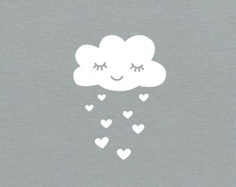 child iron-on patch CLOUD WITH HEARTS illustration children patches clouds applications kids motifs shirt stickers happy face pics baby diy