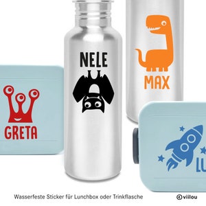 Sticker Namen Kinder Aufkleber Lunchbox Sticker Trinkflasche Name Sticker Brotdosen diy Schulkind Aufkleber Illustration CHAMÄLEON Sticker Bild 2