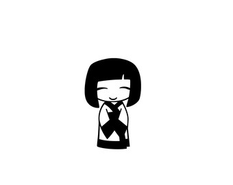 iron-on patch KOKESHI girl japan illustration kids patches velour children shirt motifs ironing transfer pictures japanese girls iron-ons