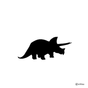 Puede incluir: Silueta negra de un dinosaurio triceratops.