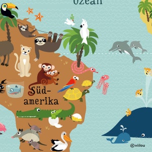 world map children poster nursery prints kids posters world maps animals illustration baby room pictures learning posters child image 4