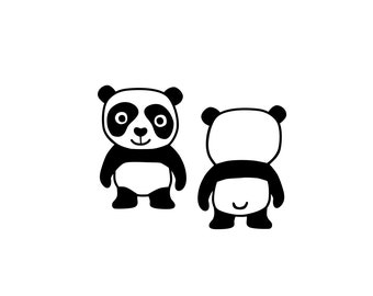 PANDA Bügelbilder Pandas Patches Tiere Applikationen Kinder Sticker diy Shirt Panda Aufbügler Baby Aufnäher Illustration Panda Patch x2