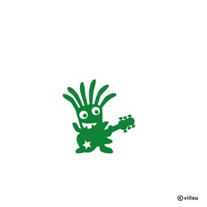 Toppa termoadesiva per bambini con mostri, MOSTRO CON CHITARRA, illustrazione, adesivo mostro, applicazioni musicali, maglietta mostro fai da te