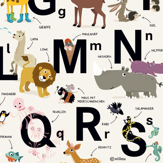 ABC Poster Alphabet Animals Abc Posters Nursery Illustration - Etsy Israel