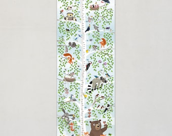 MEASURING BAR Poster Chambre d'enfant Barres de mesure Posters chambre de bébé Illustration d'animaux de la forêt Barre de mesure arbre Vestiaire Décoration murale Bâtons de mesure