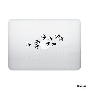 Autocollants d'hirondelles, silhouettes d'oiseaux migrateurs, graphismes informatiques, illustrations d'oiseaux, motifs pour Macbook, tatouages monochromes, images pour carnet, bricolage