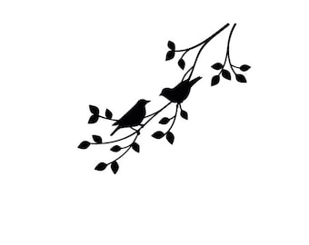 wall sticker BIRDS on branch wall decals birds silhouettes wall tattoos animals wall pictures kitchen stickers wall decor diy