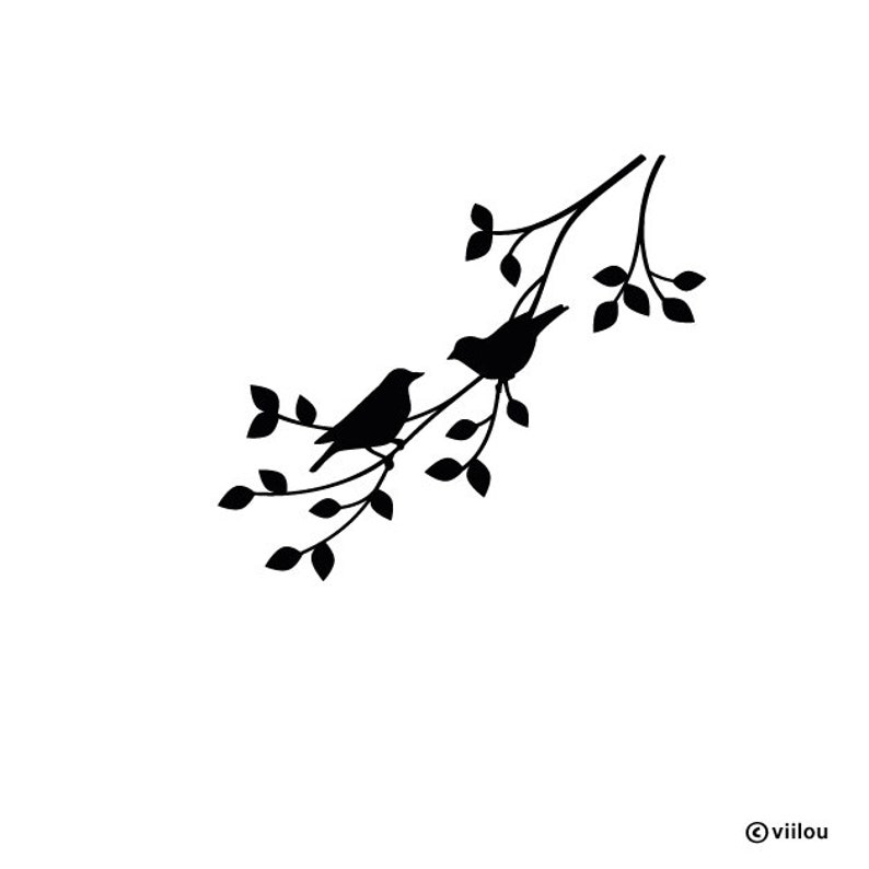 Wall Sticker BIRDS on Branch Wall Decals Birds Silhouettes Etsy