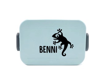 GECKO sticker lunchbox decals names children drinking bottles kids name stickers lunchboxes illustration diy school child