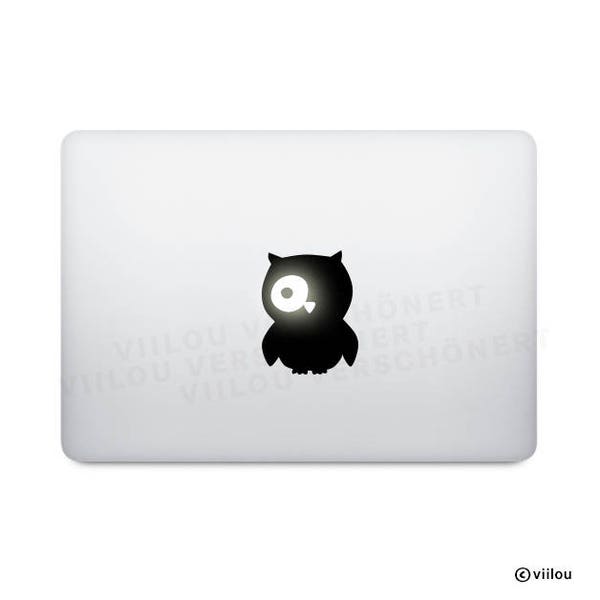 Autocollant hibou autocollant Macbook ordinateur tatouages hiboux autocollant cahier photos Apple Illustration hiboux autocollant tablette bricolage