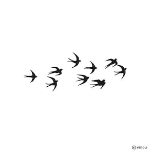 wall stickers SWALLOWS decals birds wall tattoos swallows silhouettes birds wall decoration kitchen stickers birds illustration diy