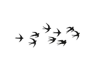 wall stickers SWALLOWS decals birds wall tattoos swallows silhouettes birds wall decoration kitchen stickers birds illustration diy