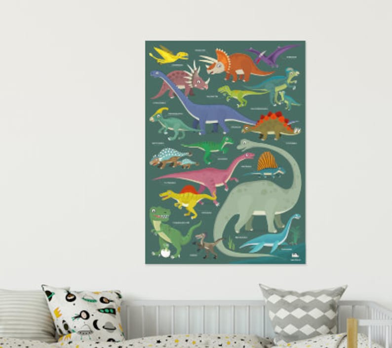 Poster Dinosaurier Plakate Kinderzimmer Poster Dinos Illustration Dinosaurier Namen Kinder Lernposter Dinos Prints T-Rex Triceratops Bild 5