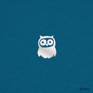 May include: A white silhouette of an owl on a teal blue background.