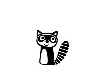 iron-on patch RACCOON illustration kids patches animals applications children transfers stickers child shirt motifs pictures baby diy