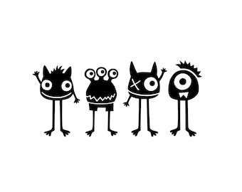 wall stickers MONSTERS wall tattoos nursery wall decals baby room decoration diy wall kids illustration monster