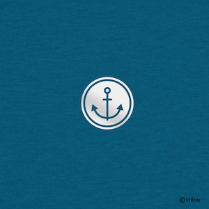 May include: A white anchor symbol inside a white circle on a blue background.