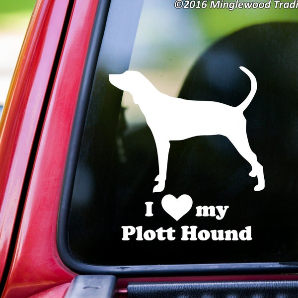 I Love My Plott Hound Vinyl Decal Sticker - DogTreeing Coonhound