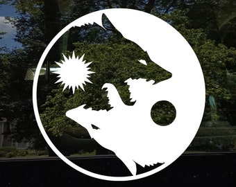 Odin Thor Viking Wolf Decal Sticker - 2 Pack 5 Inch Norse Protection Symbol Yin Yang Design