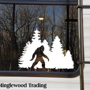 Bigfoot in Treeline V1 Vinyl Decal - Pine Trees Forest PNW Sasquatch - Die Cut Sticker