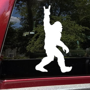 Bigfoot Metal Horns Vinyl Decal - Hand Sign Sasquatch - Die Cut Sticker