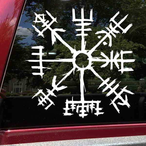 Viking Compass Vinyl Decal V10 - Vegvisir Way Sign Post Norse Mythology -  Die Cut Sticker