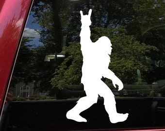 Bigfoot Metal Horns Vinyl Decal - Hand Sign Sasquatch - Die Cut Sticker