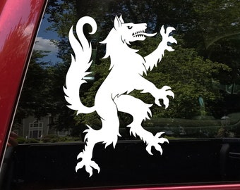 Heraldic Wolf Vinyl Decal V2 - Coat of Arms Heraldry Charge - Die Cut Sticker