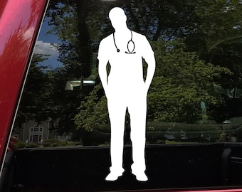Healthcare Worker Vinyl Decal - Male Medical Nurse ER Doctor - Die Cut Sticker