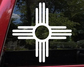 New Mexico Flag Sun Vinyl Sticker - Zia NM Home State - Die Cut Decal