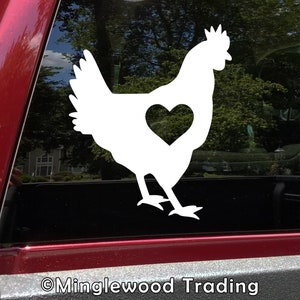 Chicken with Heart Vinyl Sticker - Love Hen Cluck Peck Farm Animal Rooster - Die Cut Decal